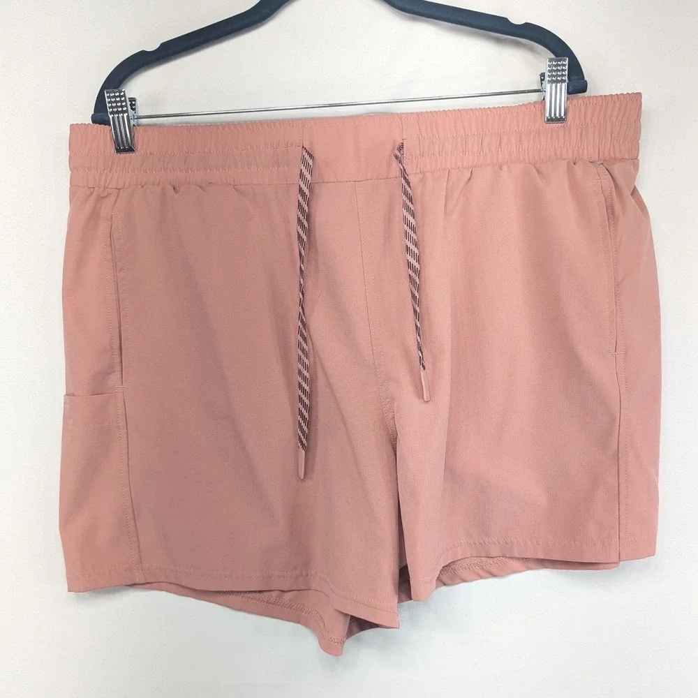 Pacific Trail Mens XL Coral Pink Ripstop Hiking Active Shorts Elastic Waist